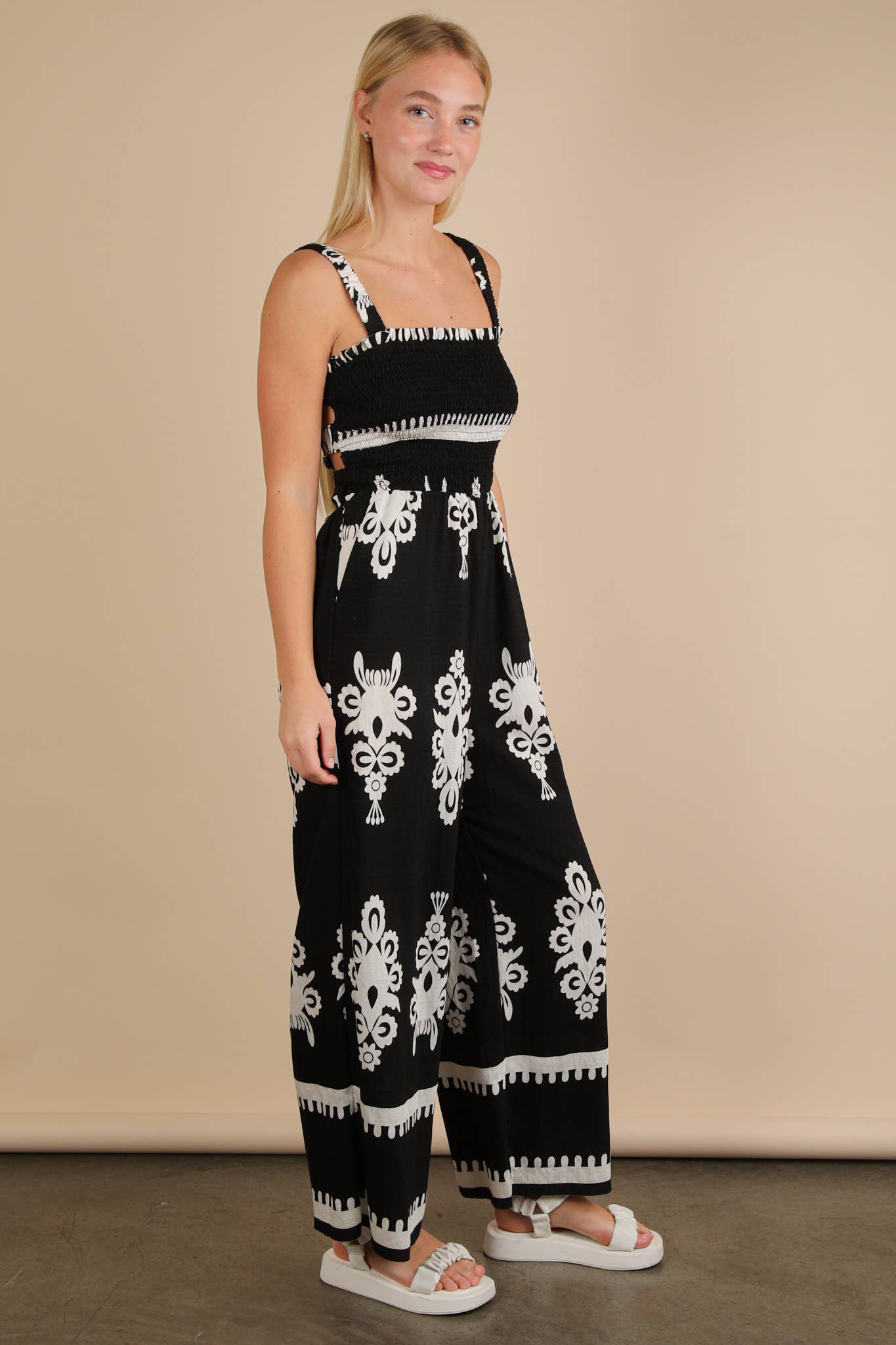 Boho Printed Jumpsuit-Black