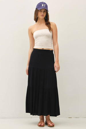 Tiered Maxi Skirt-Black
