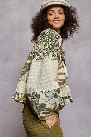 Quilted Floral Jacket-Cream