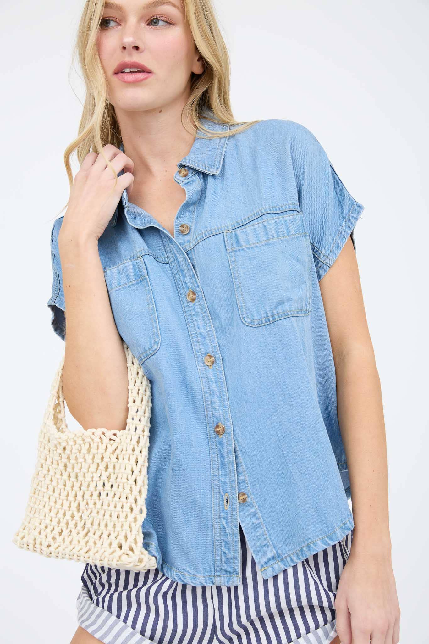 The Nicole Top-Chambray