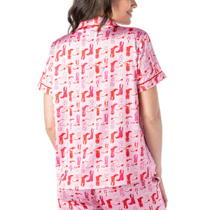 Hello Mello Boots Satin Pajama Top