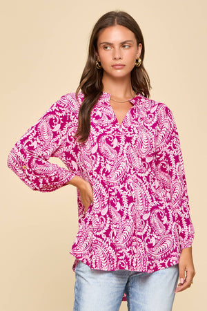 The Lizzy Top-Paisley Pink