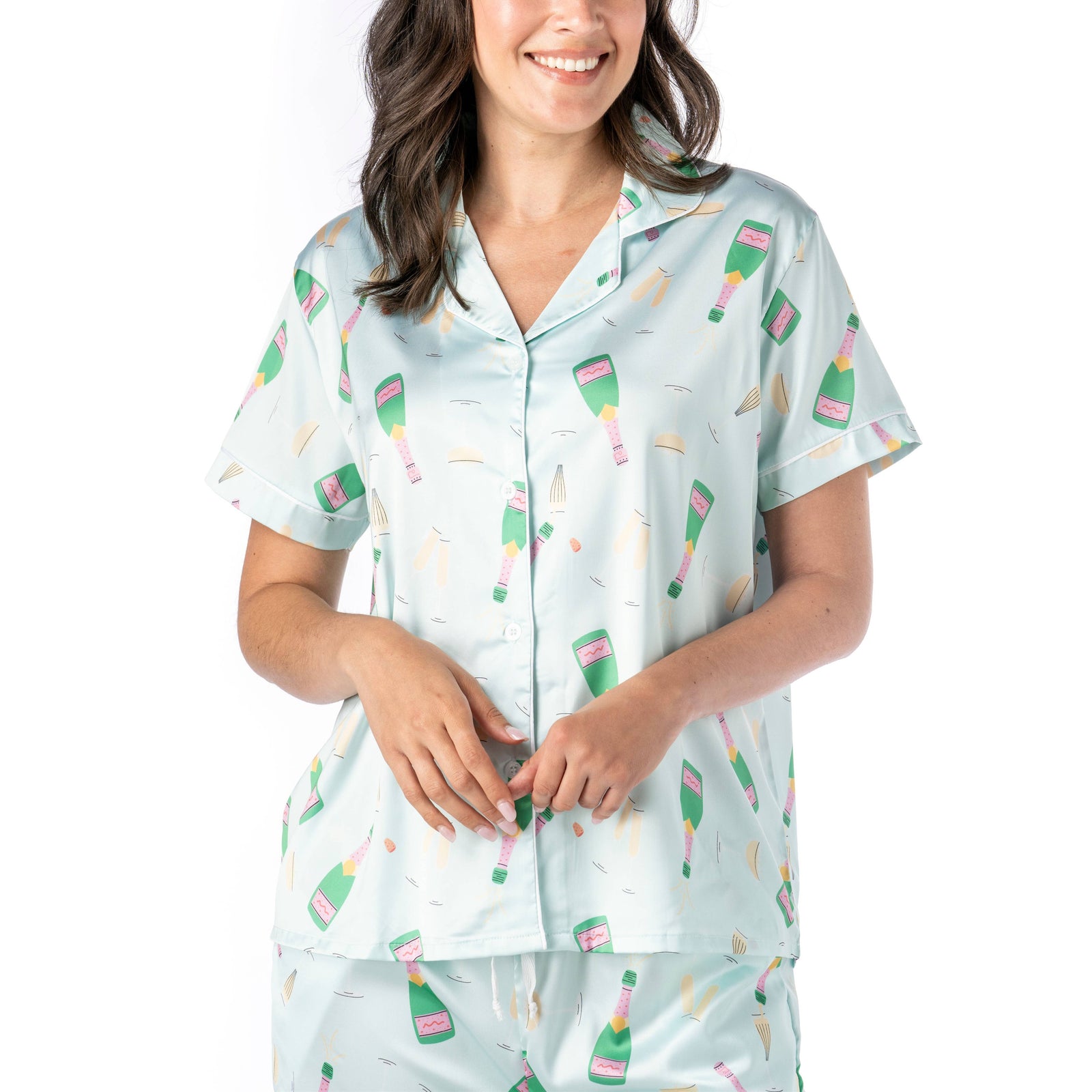 Hello Mello-Bubbles Satin Pajama Top