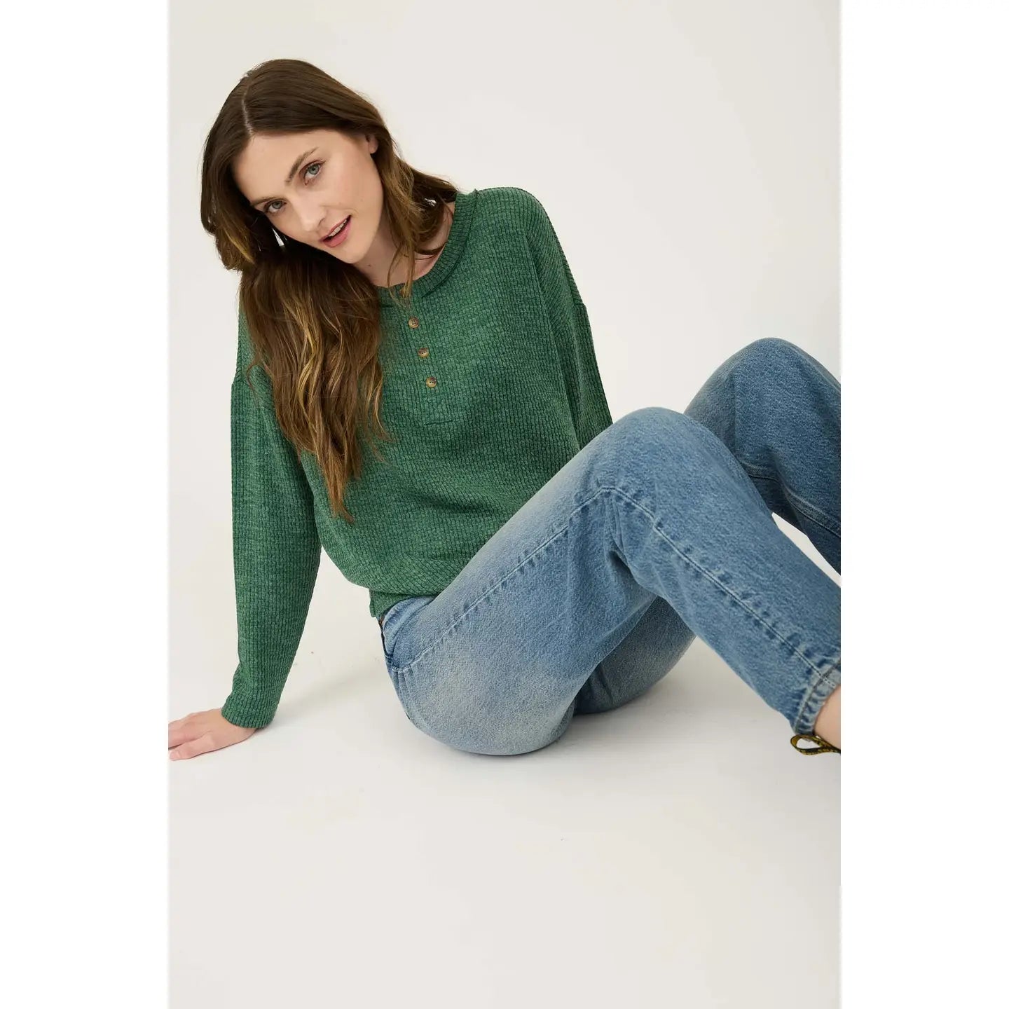 The Perfect Waffle Knit- Hunter Green