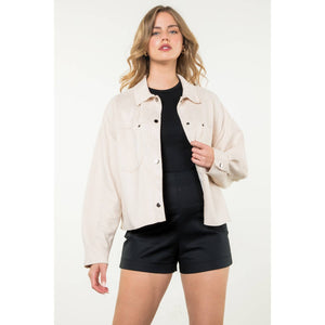 Button Up Suede-Cream