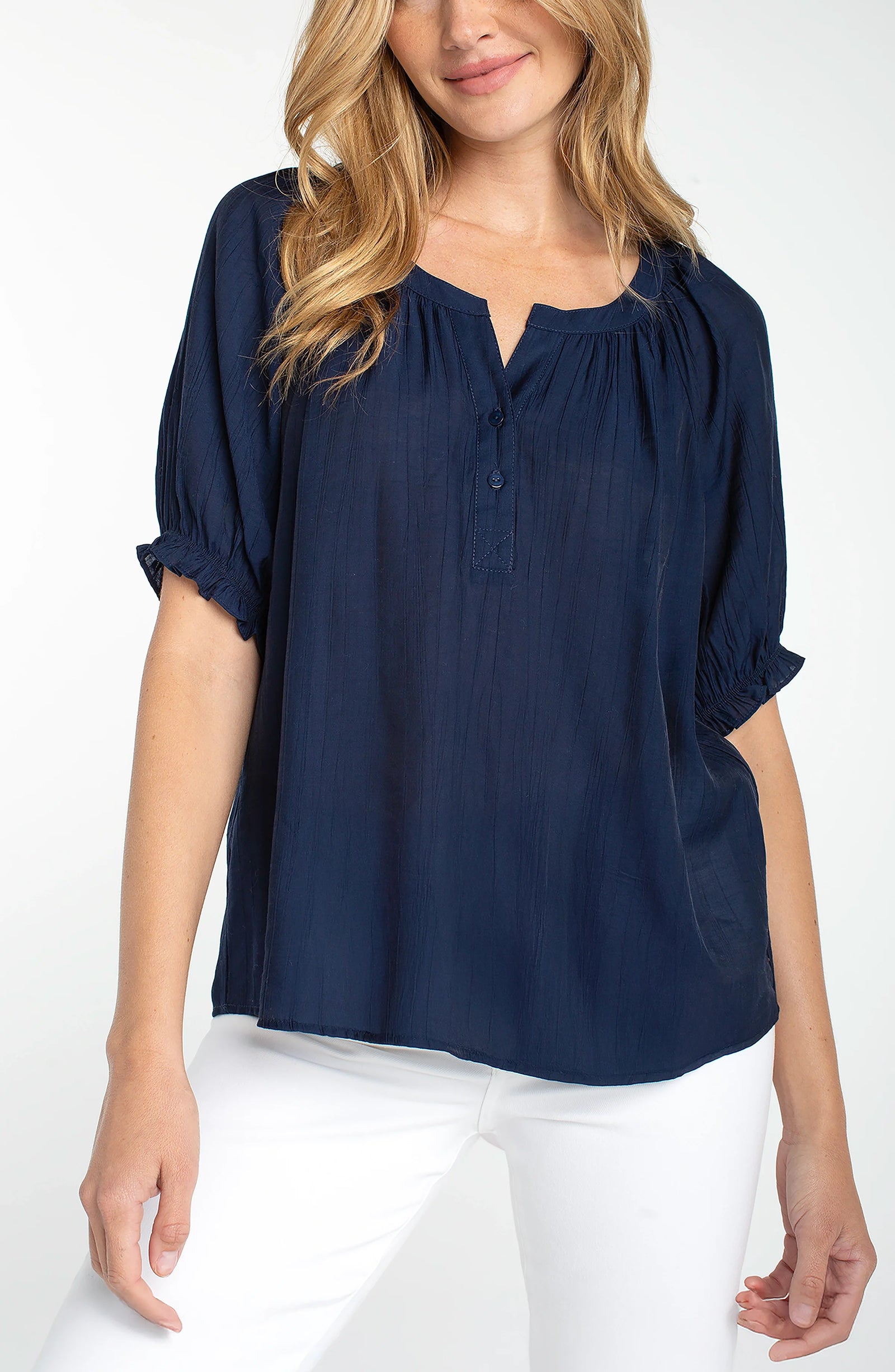 Short Sleeve Half Placket Blouse
