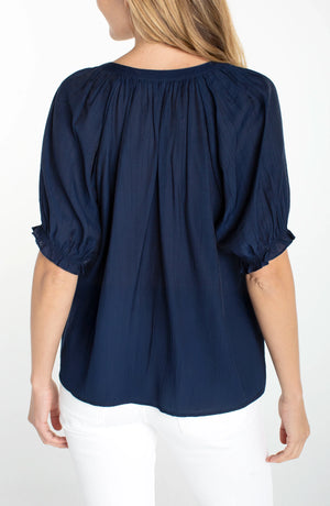 Short Sleeve Half Placket Blouse