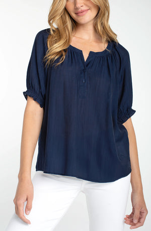 Short Sleeve Half Placket Blouse