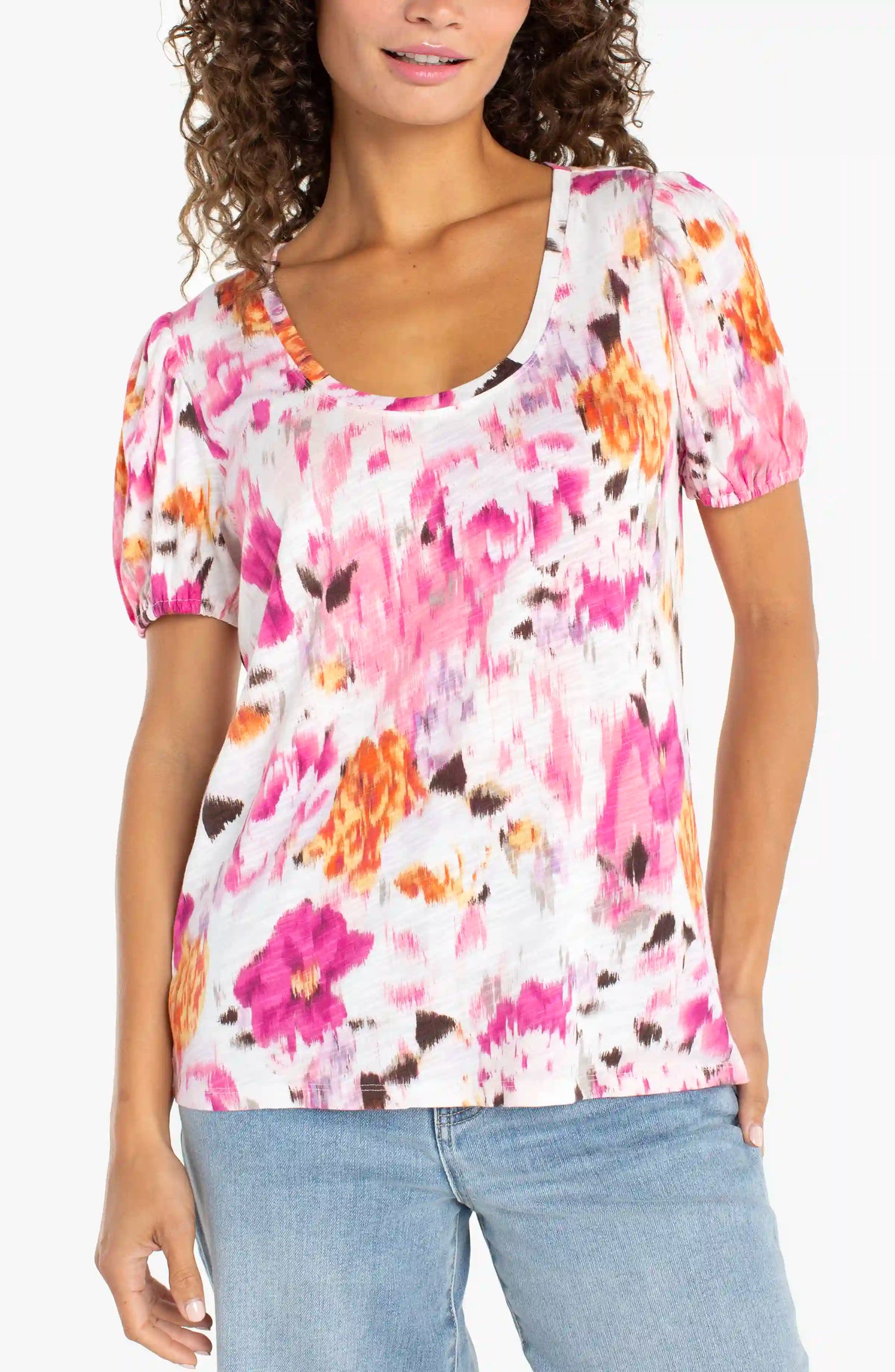 Puff Sleeve Scoop Neck Knit Top