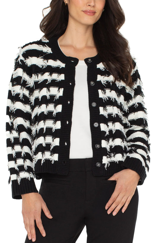 Liverpool Cardigan-Black/White Fring