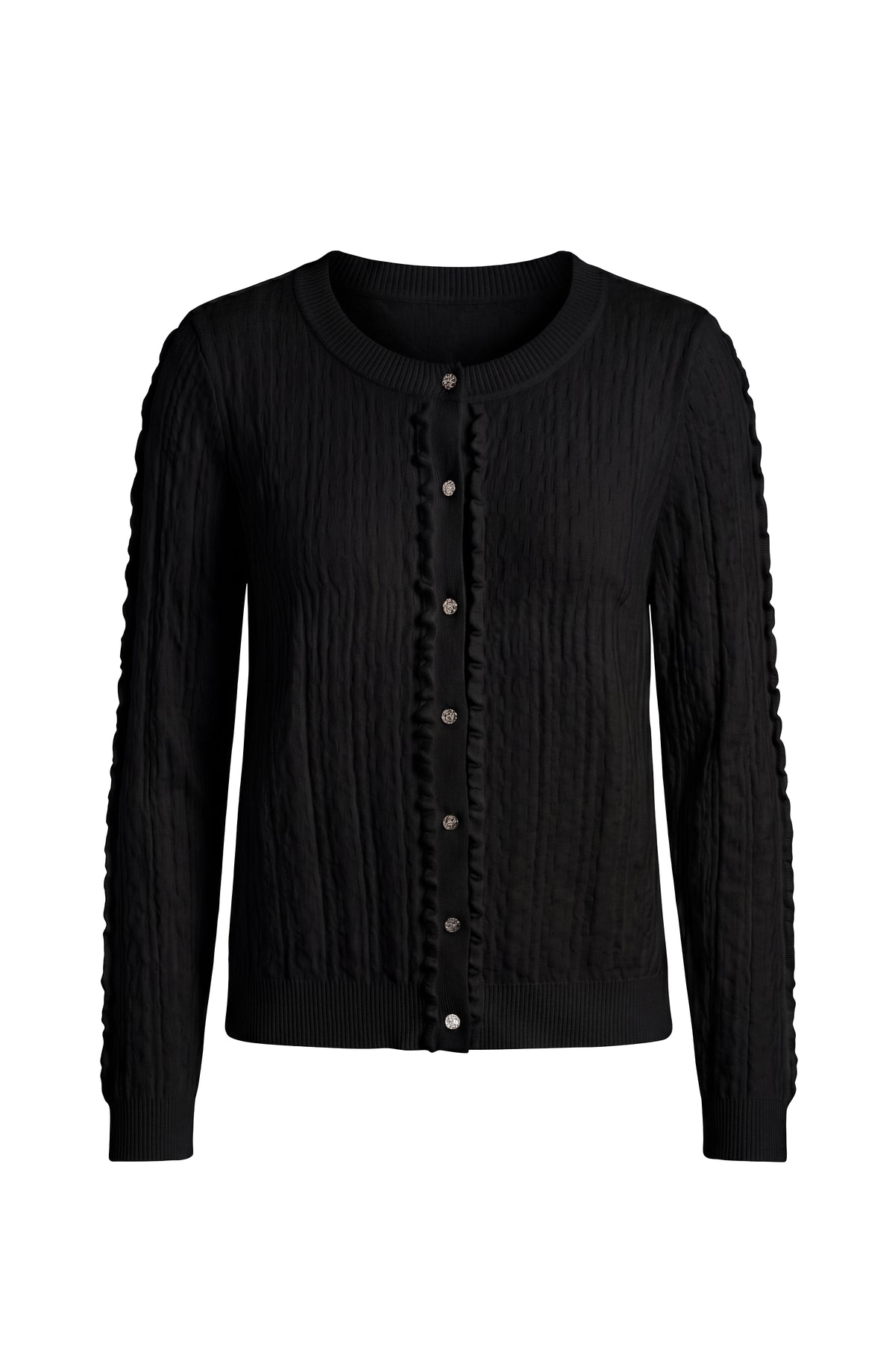 Liverpool Ruffle Cardigan- Black