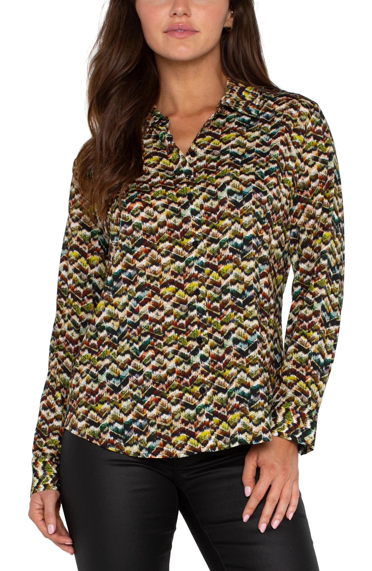 Button Up Woven Blouse- Tourmaline