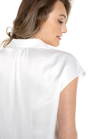 Button Front Dolman Sleeve Blouse- White