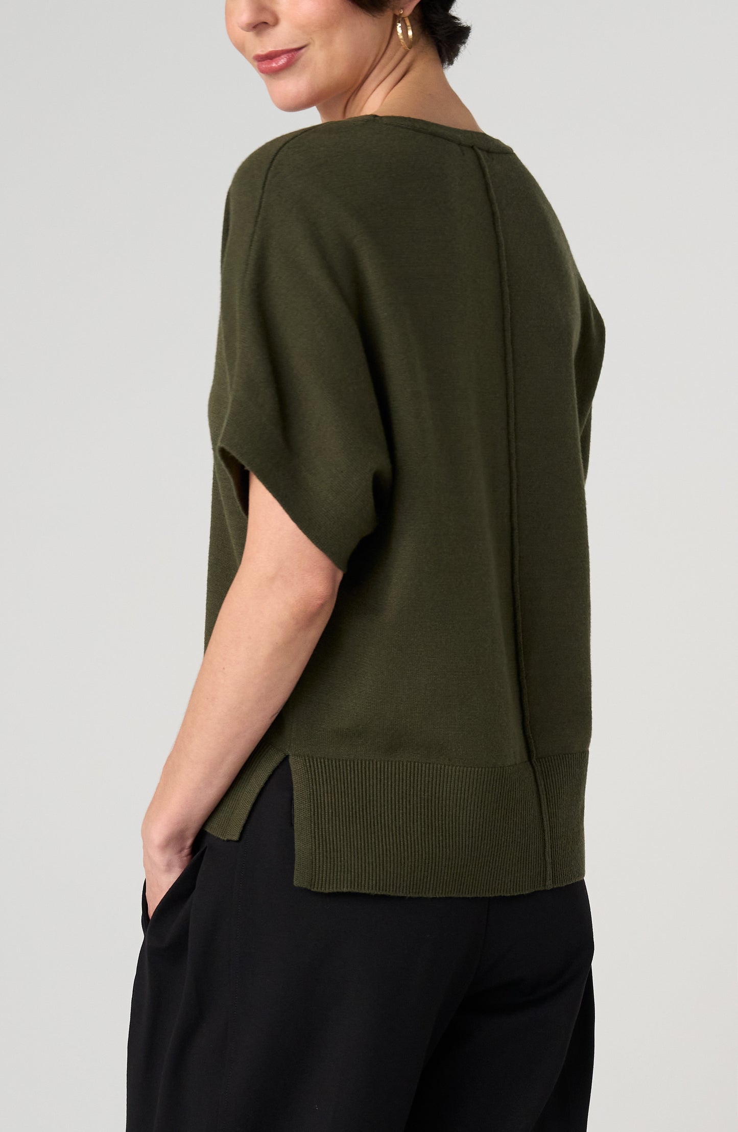 Liverpool Dolman Popover Top- Hunter Green