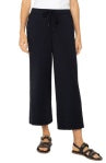 Pull On Wide Leg Crop Trouser- Black