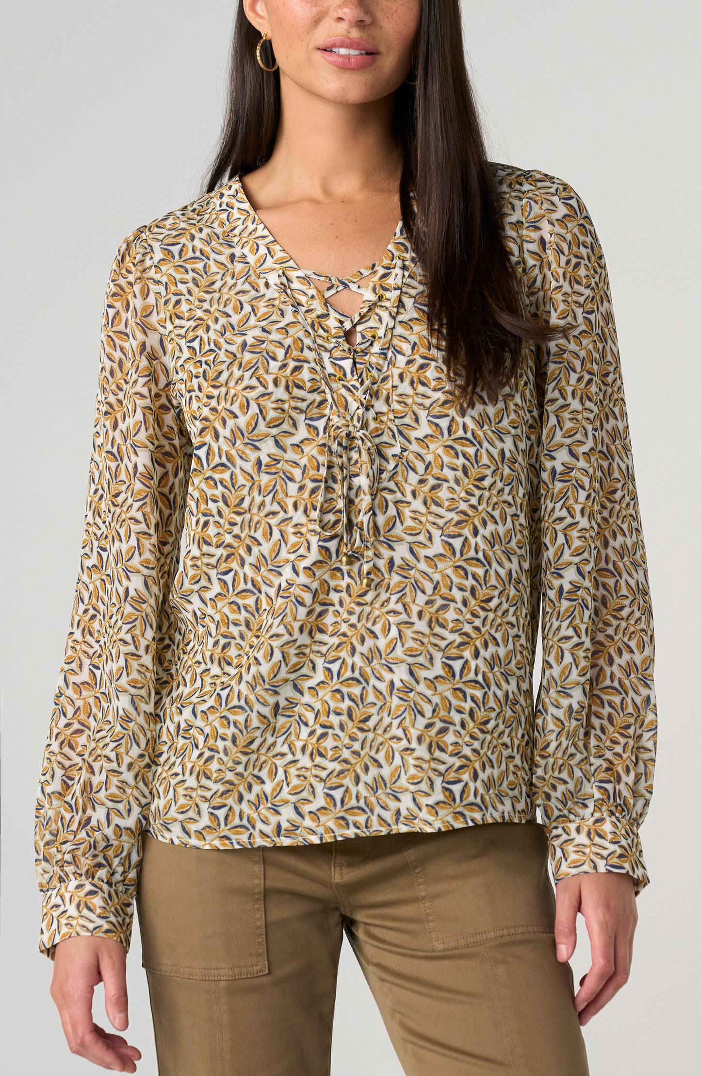 Liverpool Woven Blouse- Gold/Blue