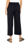 Pull On Wide Leg Crop Trouser- Black