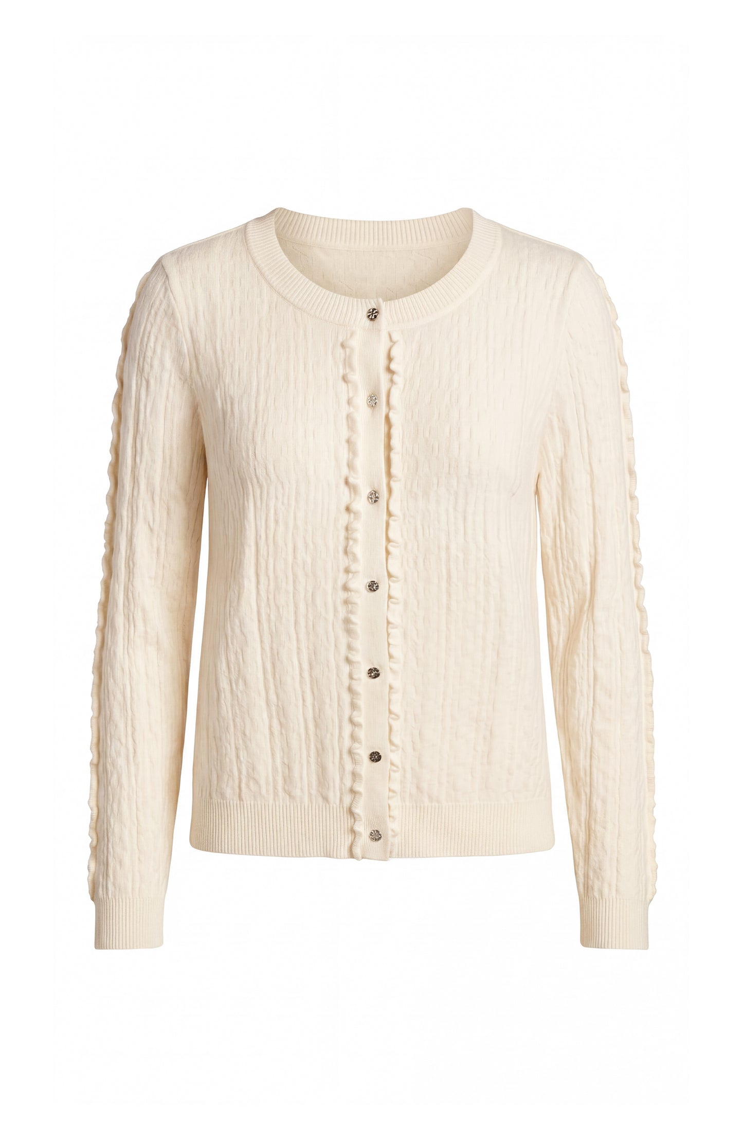 Liverpool Ruffle Cardigan- Cream