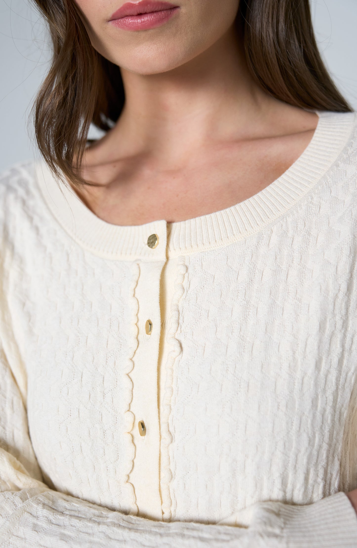 Liverpool Ruffle Cardigan- Cream