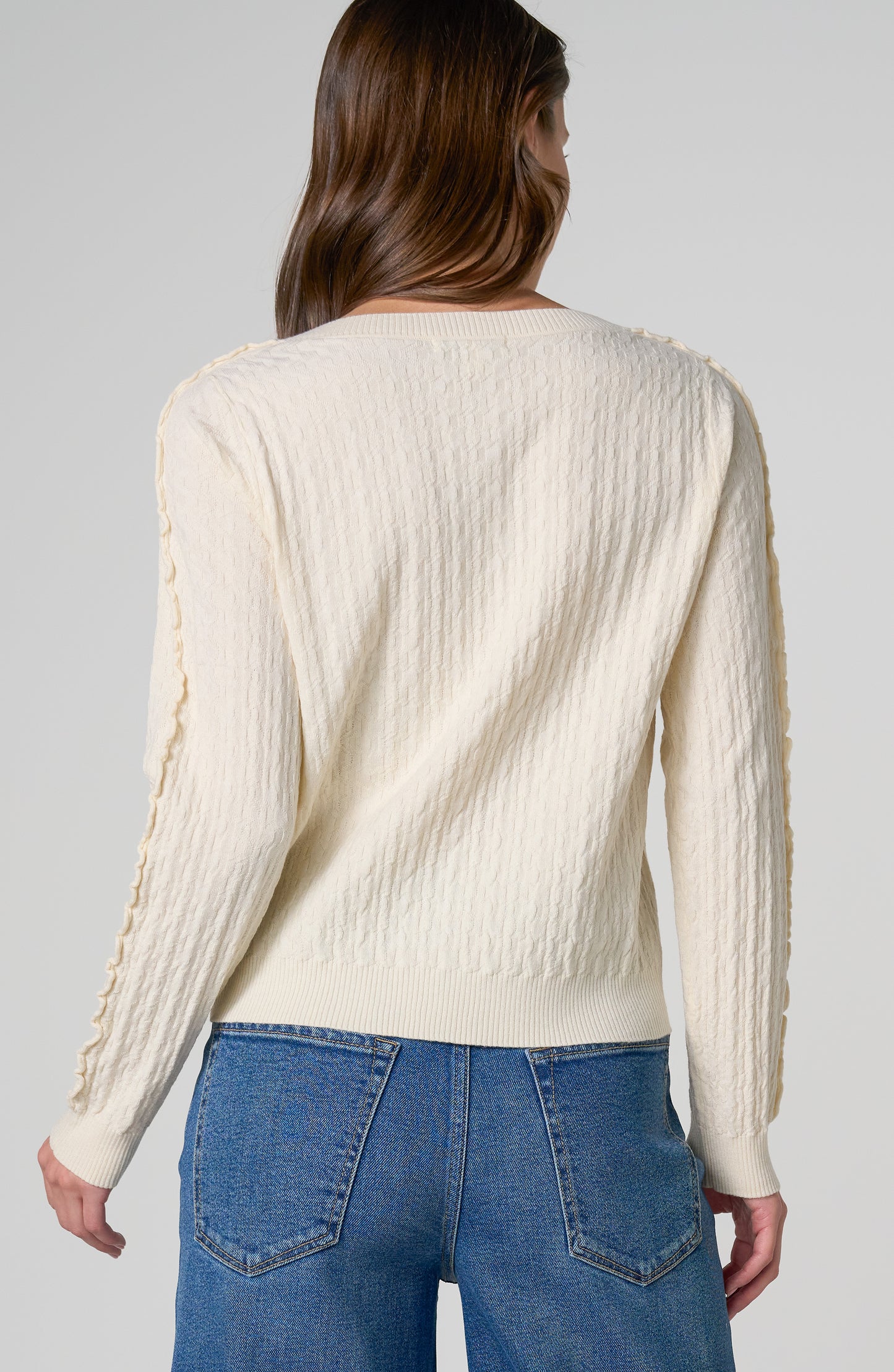 Liverpool Ruffle Cardigan- Cream