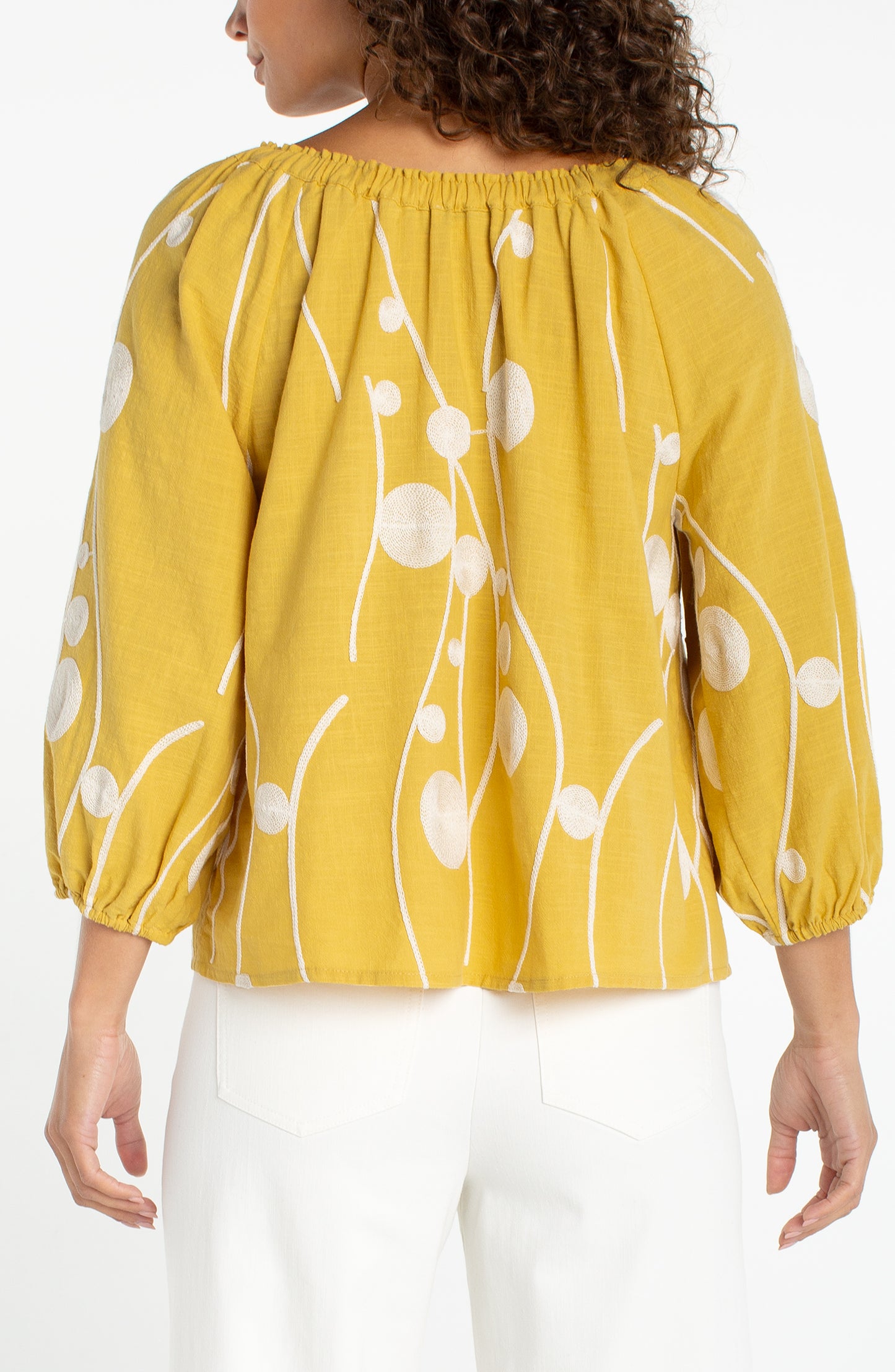 Liverpool-3/4 sleeve woven top- Mustard