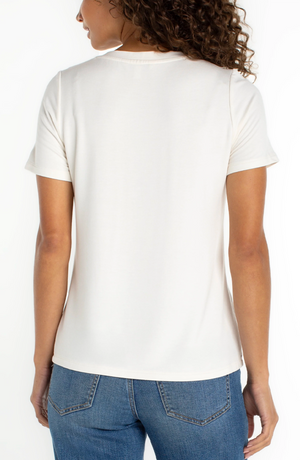 Short Sleeve V-neck Knit Tee
