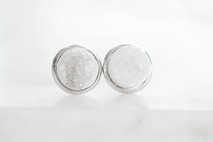 Stone Collection Silver Pearl Quartz Stud Earrings