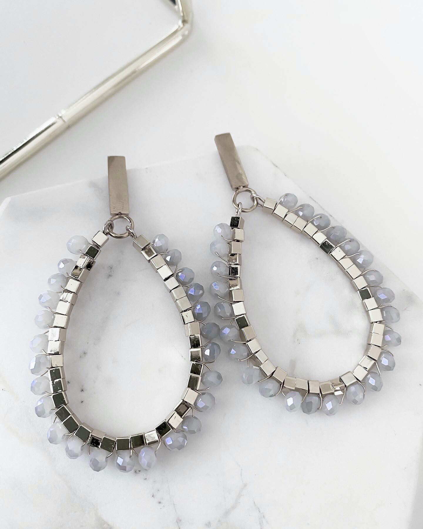 Glam Collection Silver Luster Earrings