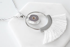 Agate Collection Silver Ashen Fringe Necklace