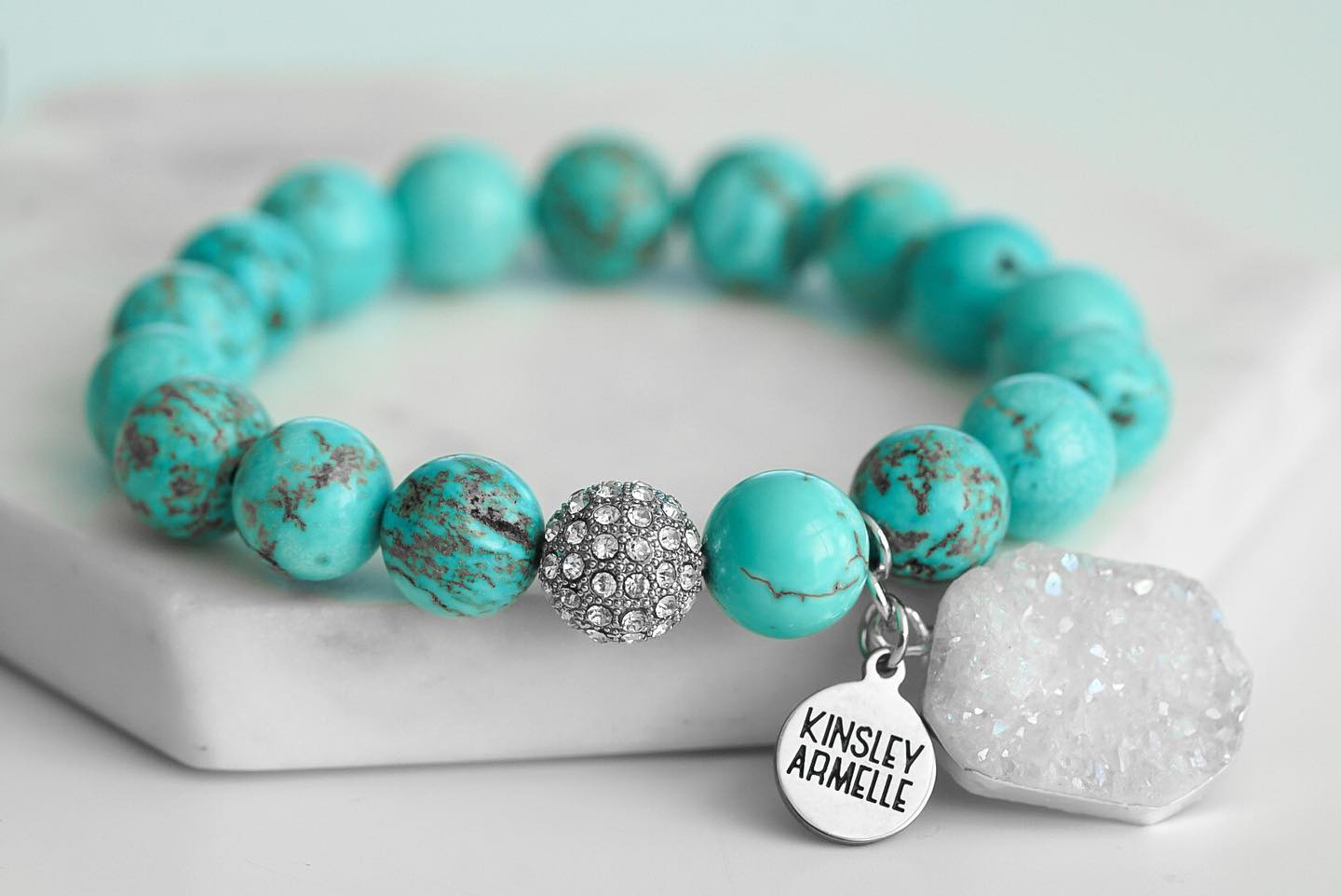 Stone Collection Silver Aqua Marine Drop Bracelet