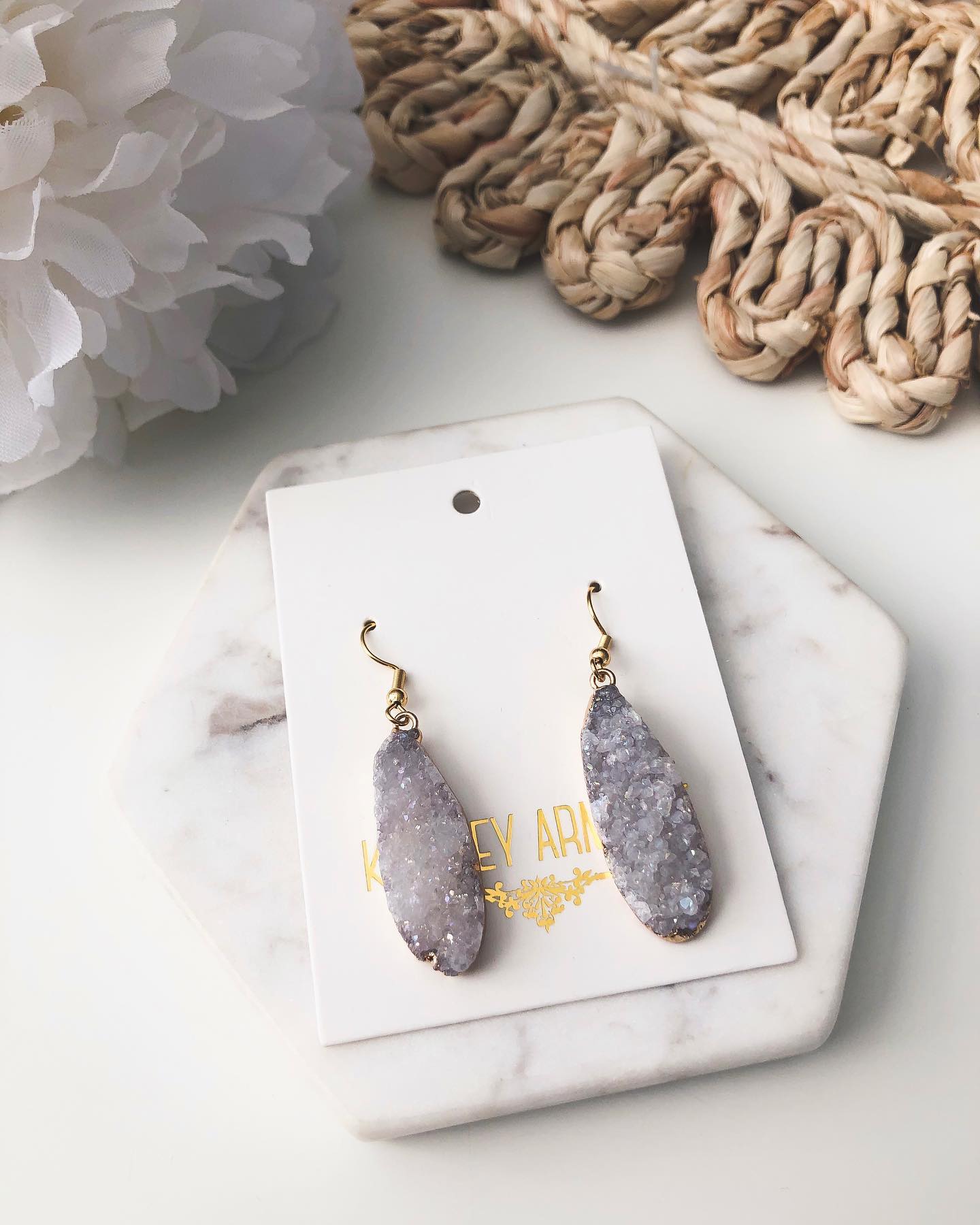 Druzy Collection Ice Drop Earrings Gold