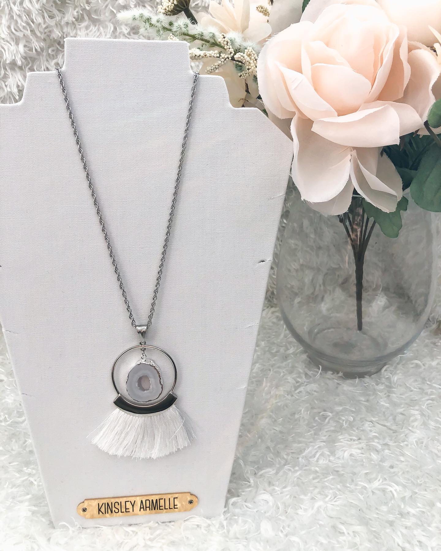 Agate Collection Silver Ashen Fringe Necklace