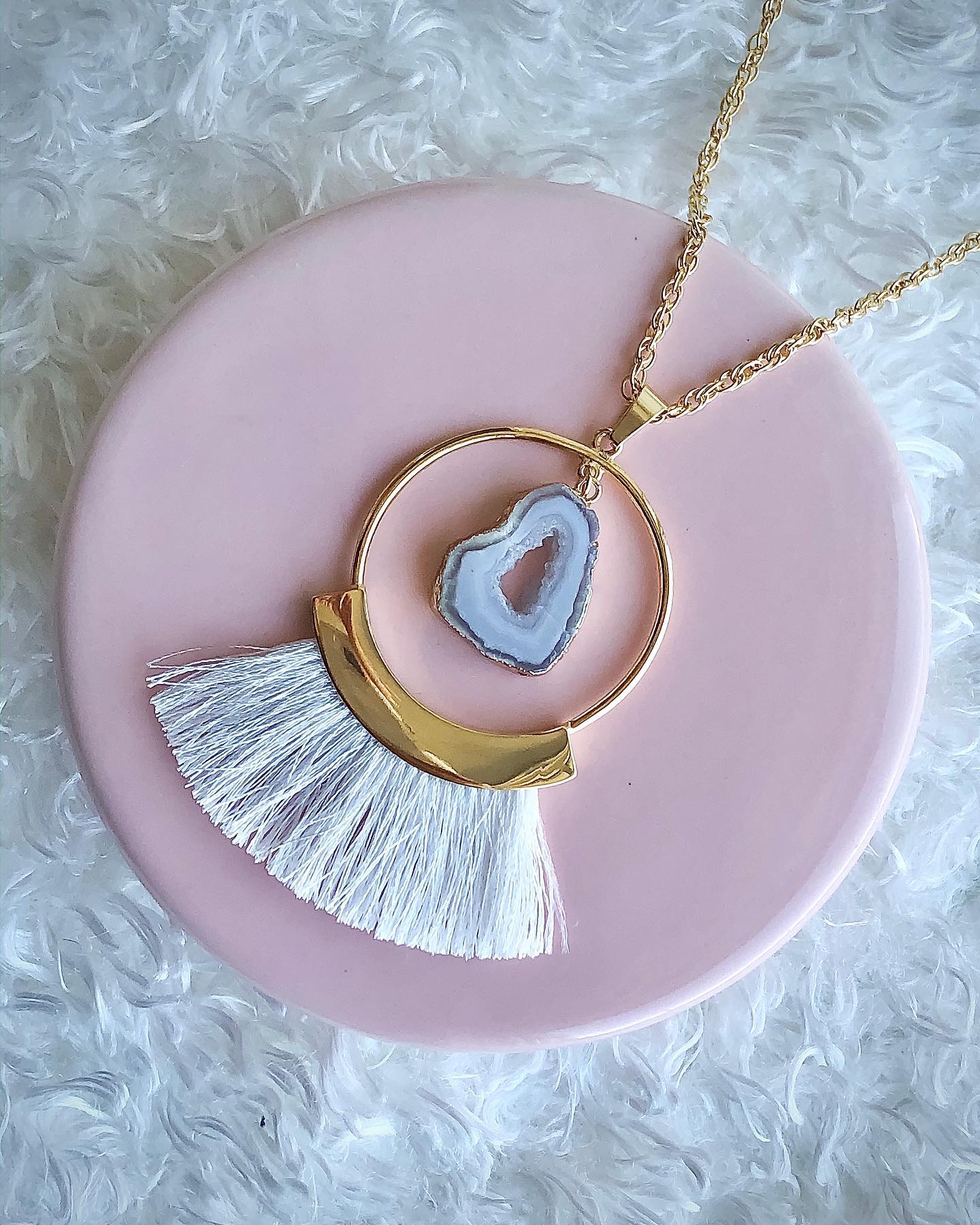 Agate Collection Ashen Fringe Necklace Gold