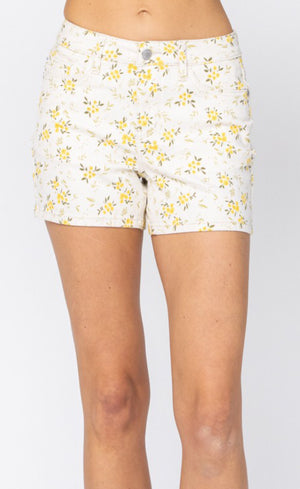 Judy Blue-Flower Print Shorts