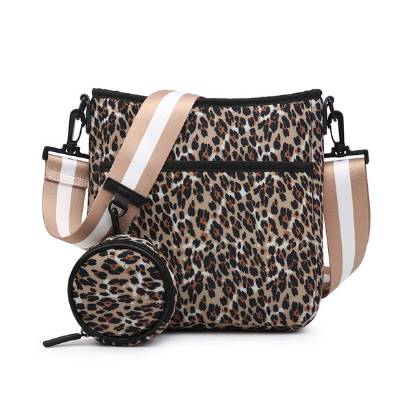 Dru Cross Body w/Coin Pouch-Cheetah Latte