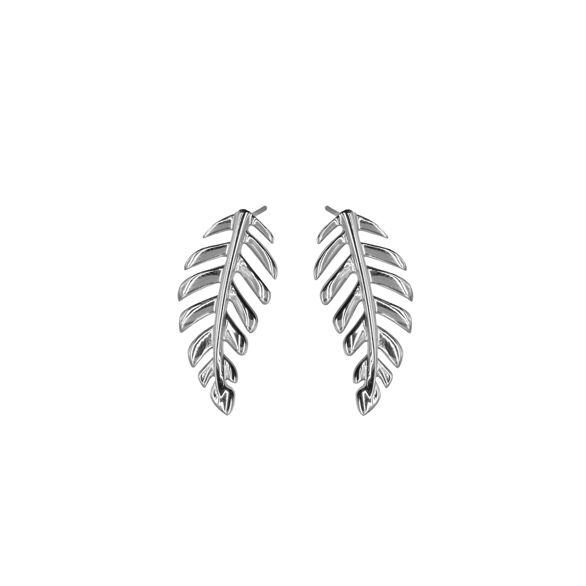 Goddess Collection Silver Laurel Leaf Stud Earrings