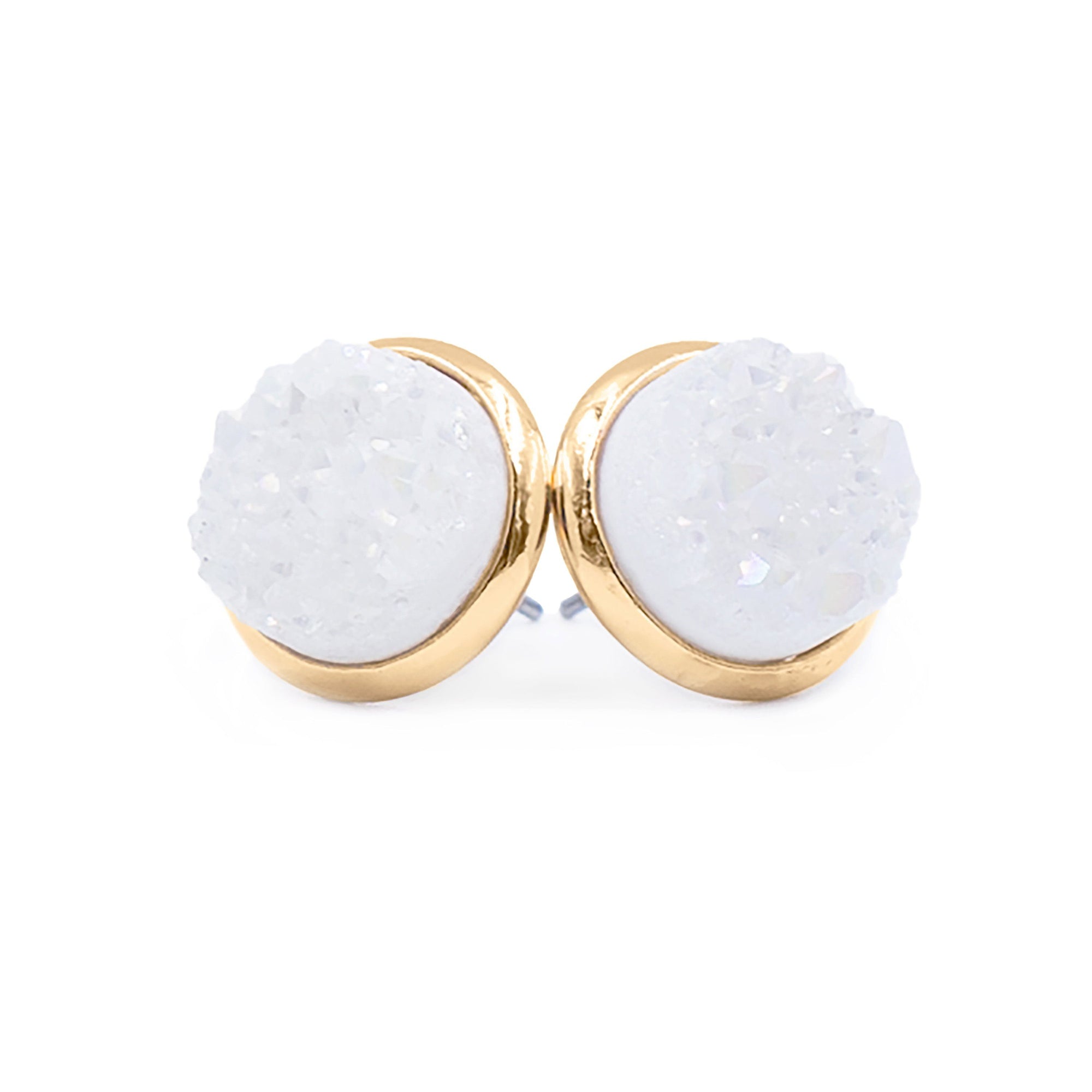 Stone Collection Pearl Quartz Stud Earrings Gold