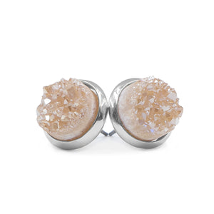 Stone Collection Silver Amber Quartz Stud Earrings