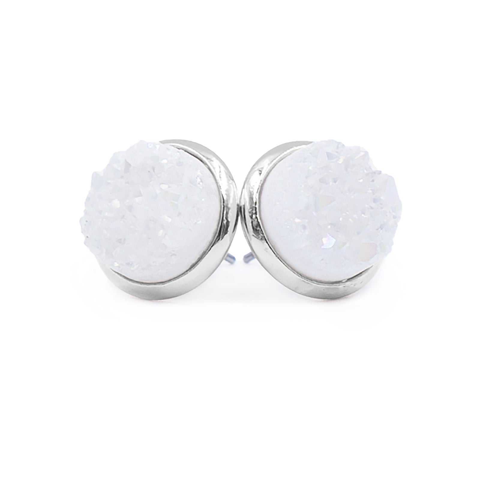 Stone Collection Silver Pearl Quartz Stud Earrings