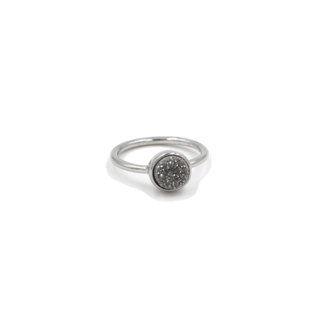 Stone Collection Silver Slate Quartz Ring