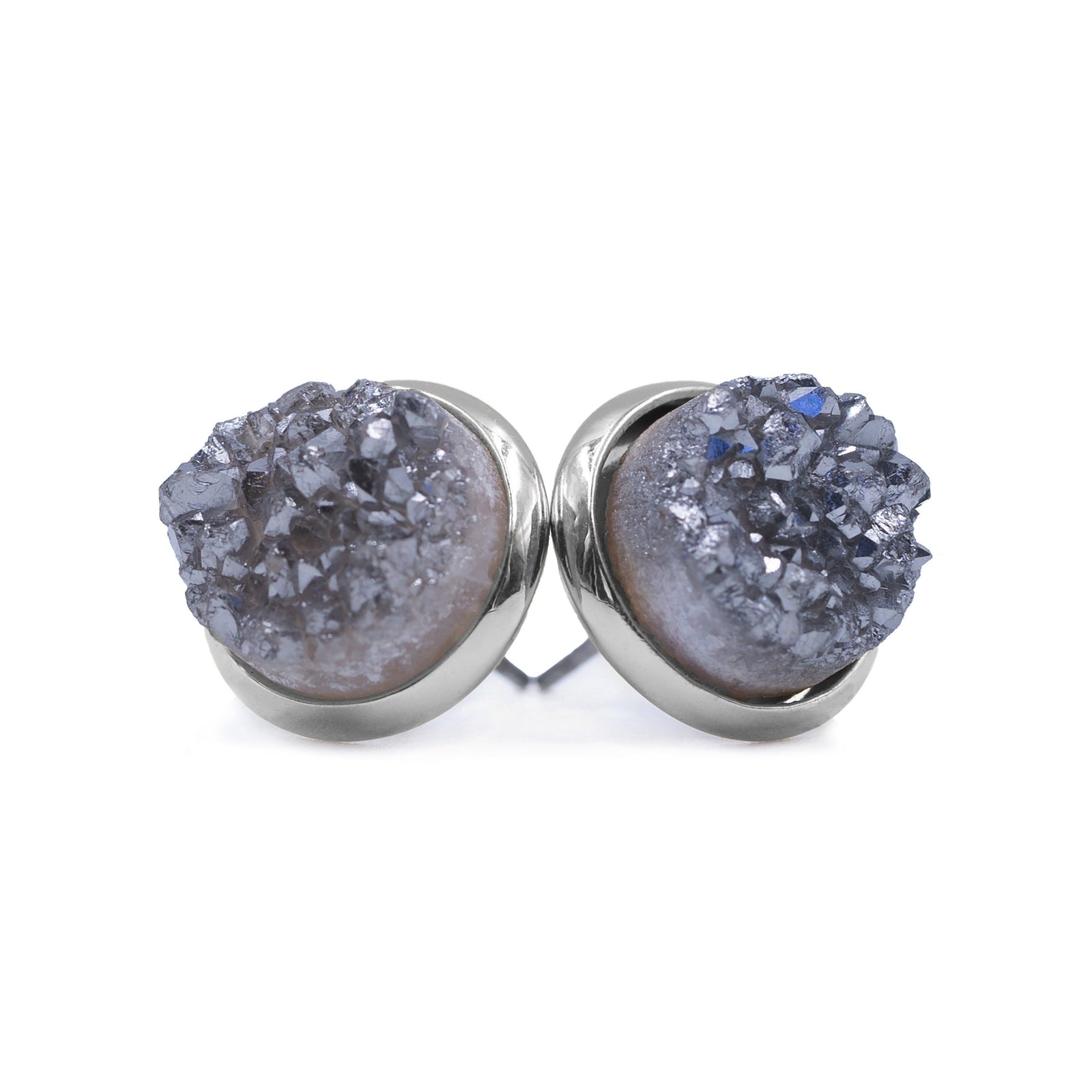 Stone Collection Silver Stormy Quartz Stud Earrings