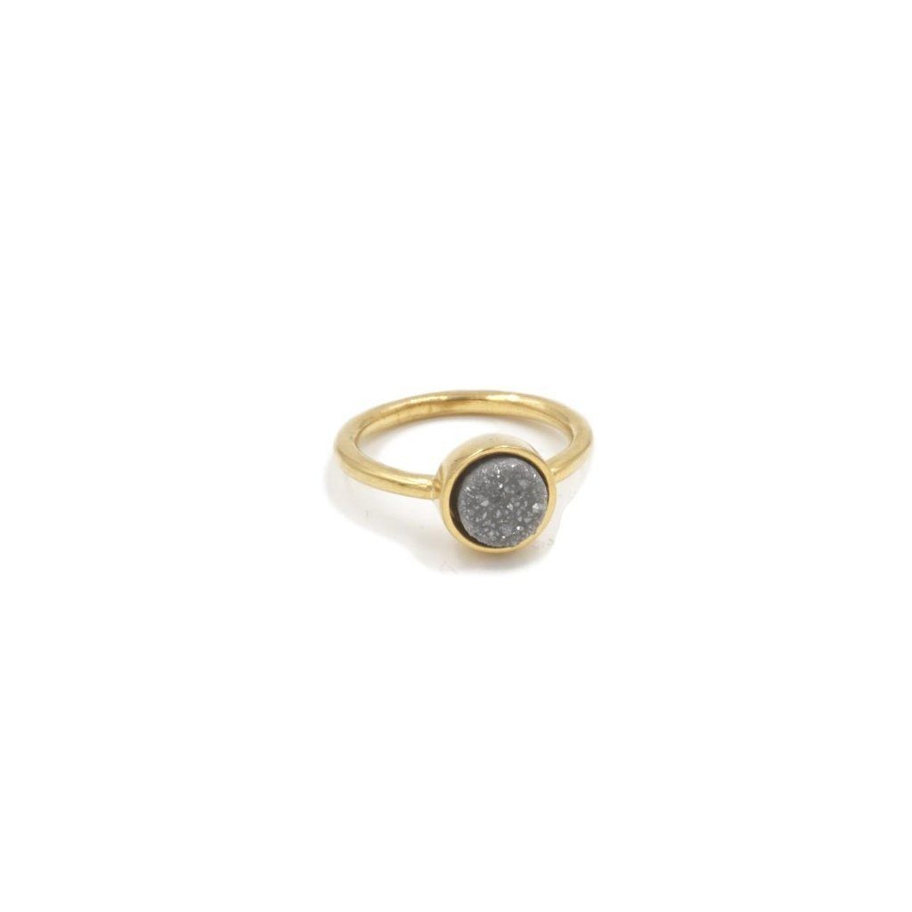 Stone Collection Slate Quartz Ring Gold